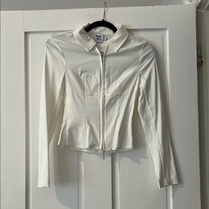 Princess Polly White Zip-Up Jacket/Blouse